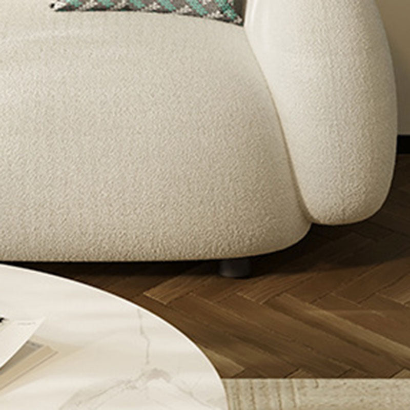 Leather/Wool Modern Curved Sofa 29.52" High Round Arm Seating