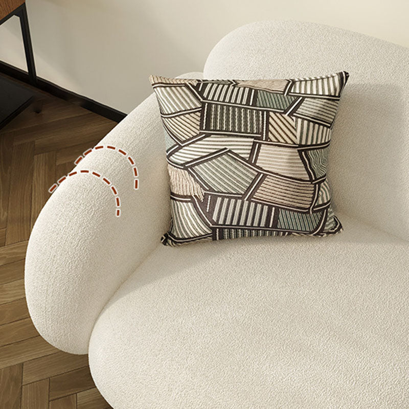 Leather/Wool Modern Curved Sofa 29.52" High Round Arm Seating