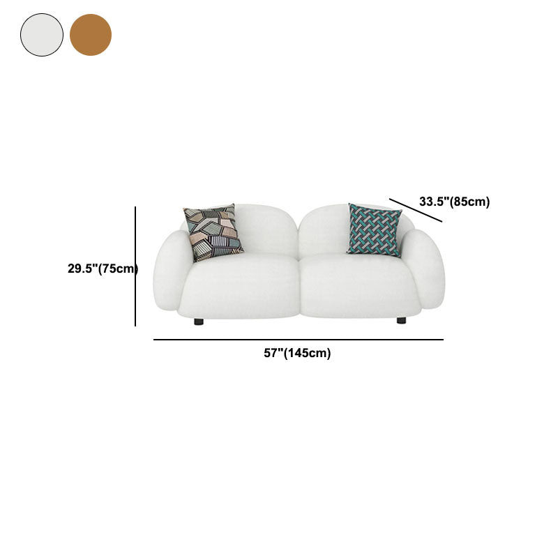 Leather/Wool Modern Curved Sofa 29.52" High Round Arm Seating