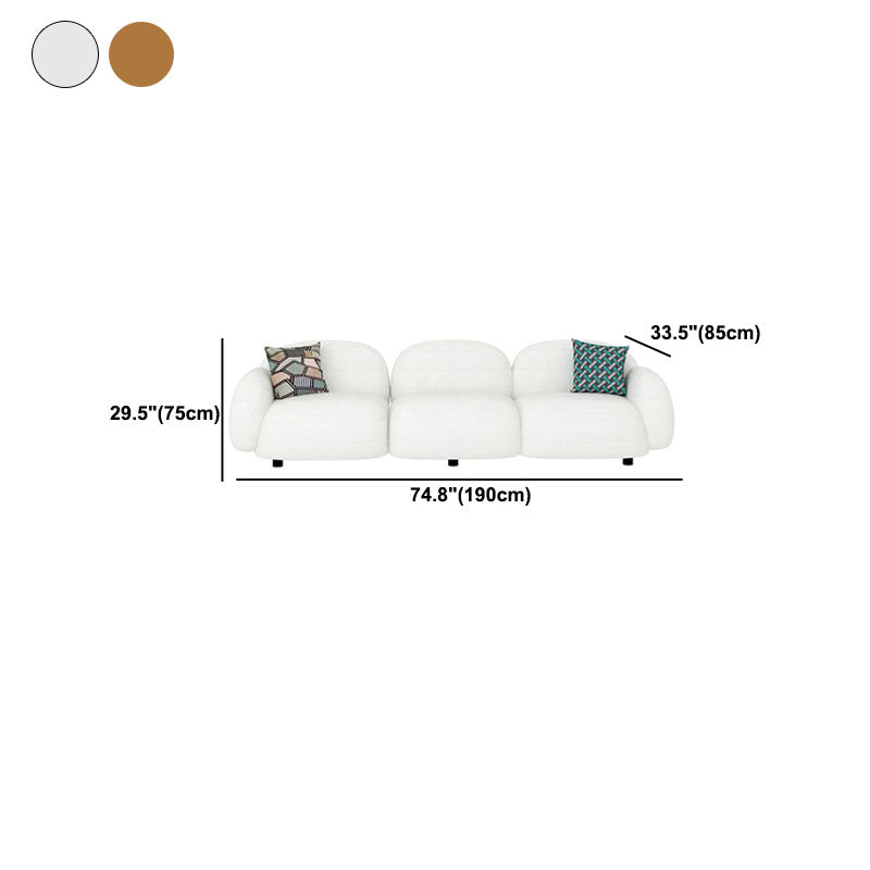 Leather/Wool Modern Curved Sofa 29.52" High Round Arm Seating