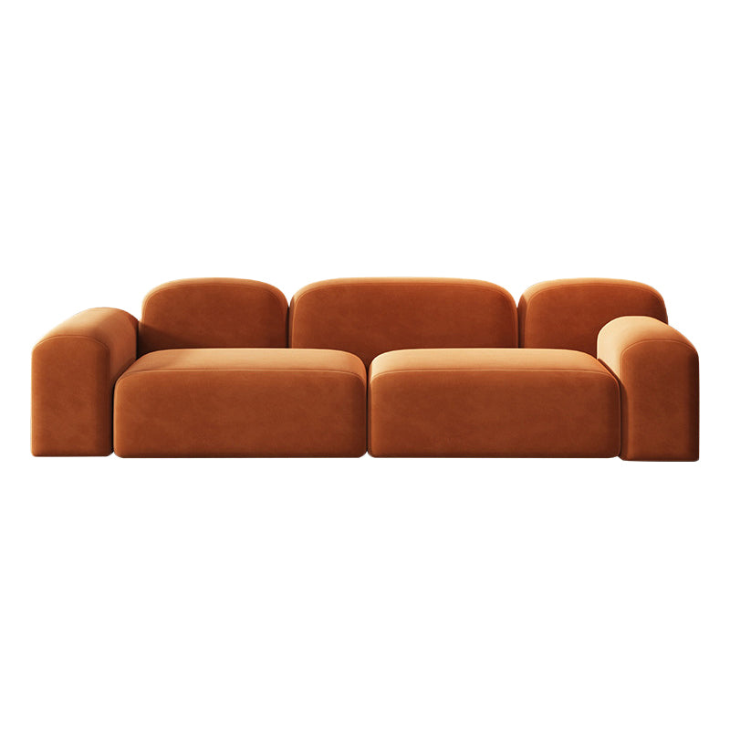 Sofá de brazo redondo Sofá estándar de lana contemporánea en acabado naranja