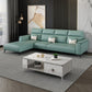 Contemporary Sofa Chaise Faux Leather Living Room Square Arm Seating Green Left Clearhalo 'furn' 'furn_sectionals' 'Furniture' 'Living Room Furniture' 'Sectionals' 5895175