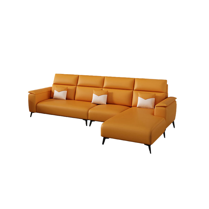 Contemporary Sofa Chaise Faux Leather Living Room Square Arm Seating Clearhalo 'furn' 'furn_sectionals' 'Furniture' 'Living Room Furniture' 'Sectionals' 5895178