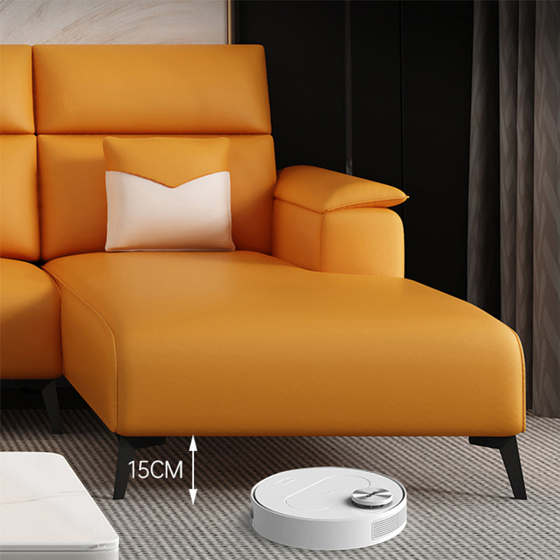 Contemporary Sofa Chaise Faux Leather Living Room Square Arm Seating Clearhalo 'furn' 'furn_sectionals' 'Furniture' 'Living Room Furniture' 'Sectionals' 5895180