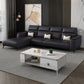 Contemporary Sofa Chaise Faux Leather Living Room Square Arm Seating Grey Left Clearhalo 'furn' 'furn_sectionals' 'Furniture' 'Living Room Furniture' 'Sectionals' 5895183