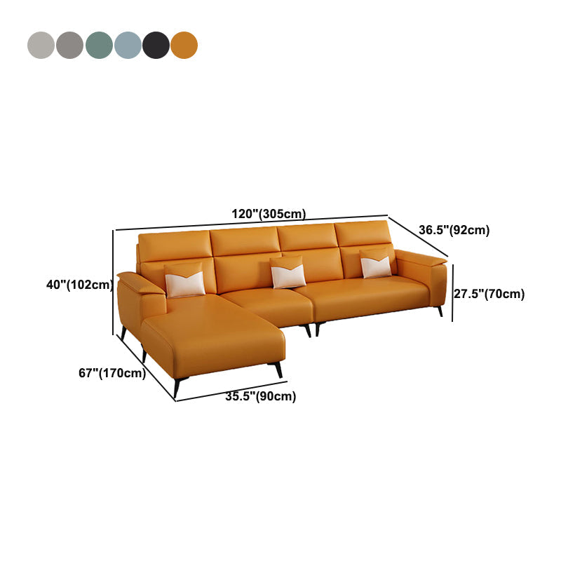 Contemporary Sofa Chaise Faux Leather Living Room Square Arm Seating Clearhalo 'furn' 'furn_sectionals' 'Furniture' 'Living Room Furniture' 'Sectionals' 5895184