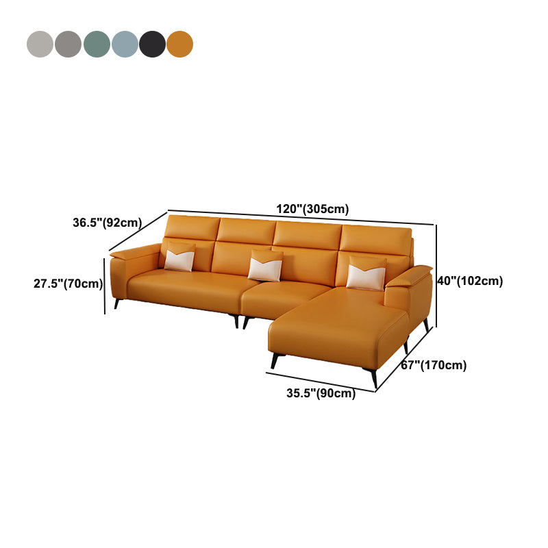 Contemporary Sofa Chaise Faux Leather Living Room Square Arm Seating Clearhalo 'furn' 'furn_sectionals' 'Furniture' 'Living Room Furniture' 'Sectionals' 5895185