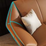 Glam Genuine Leather Living Room Flared Arm Modular Cushions Seating Clearhalo 'furn' 'furn_sectionals' 'Furniture' 'Living Room Furniture' 'Sectionals' 5895219