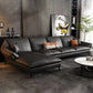 Glam Genuine Leather Living Room Flared Arm Modular Cushions Seating Black Left Clearhalo 'furn' 'furn_sectionals' 'Furniture' 'Living Room Furniture' 'Sectionals' 5895224