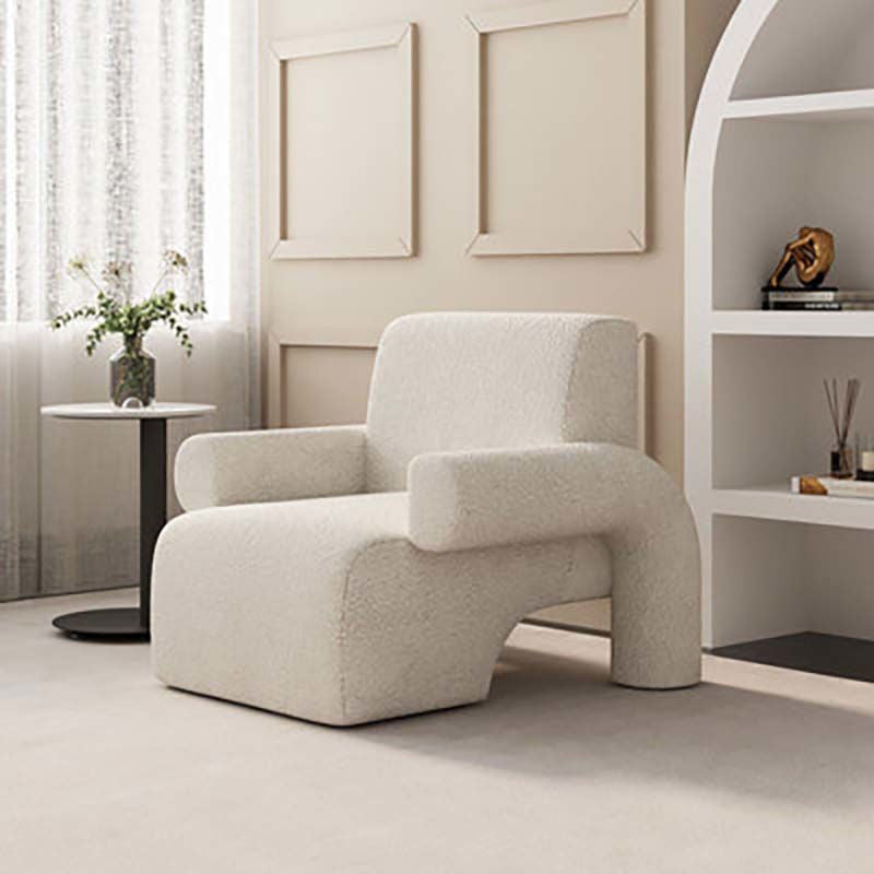 Nordic Arms Included Round Arms Tight Back Living Room Accent Armchair White 1 Piece Clearhalo 'Accent Chairs' 'accent_chairs' 'Chairs & Seating' 'furn' 'furn_accent_chairs' 'Furniture' 'Living Room Furniture' 5895323