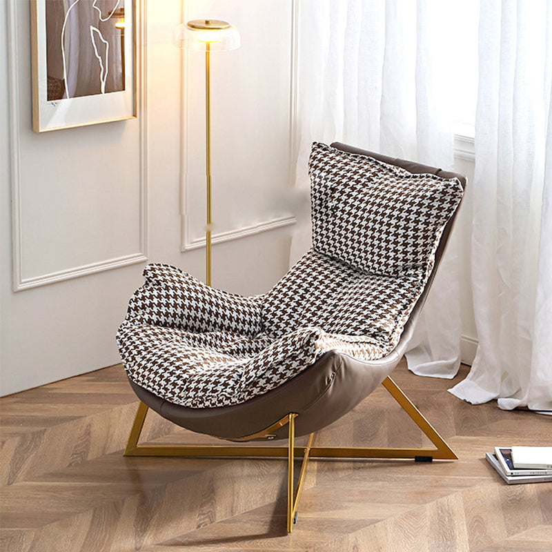 Glam Removable Cushions Gold Base Fixed Back Cross Lounge Accent Chair