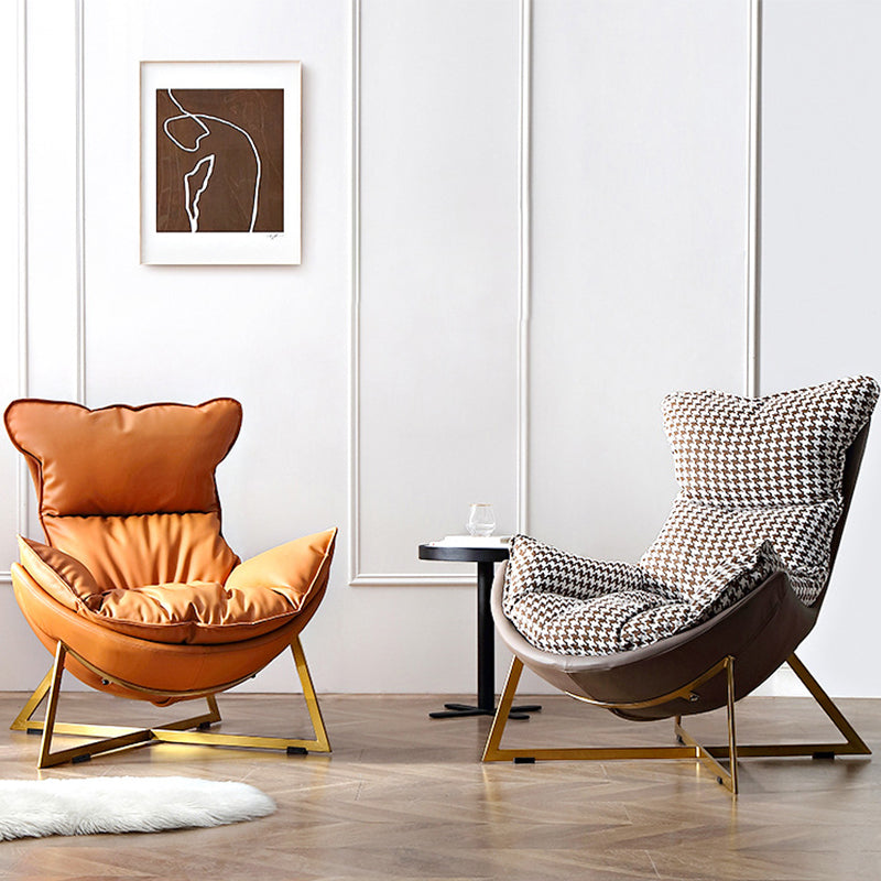 Glam Removable Cushions Gold Base Fixed Back Cross Lounge Accent Chair