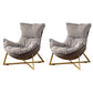 Glam Removable Cushions Gold Base Fixed Back Cross Lounge Accent Chair