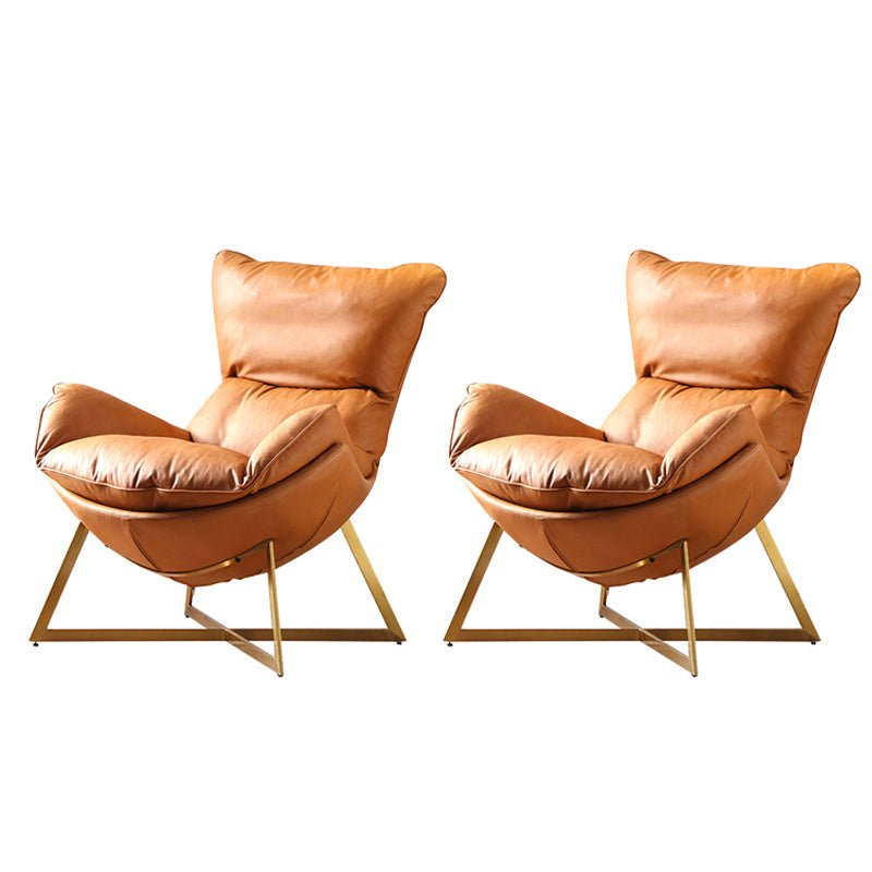 Glam Removable Cushions Gold Base Fixed Back Cross Lounge Accent Chair