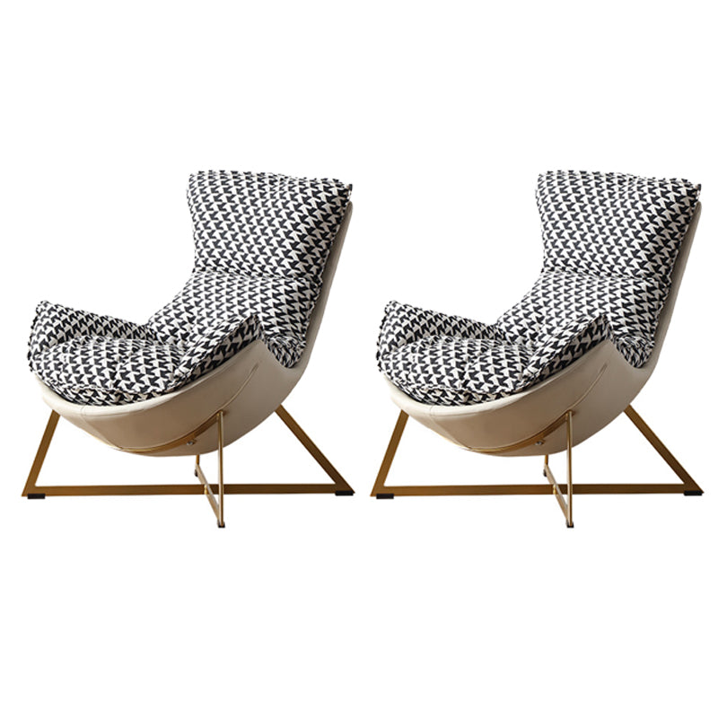 Glam Removable Cushions Gold Base Fixed Back Cross Lounge Accent Chair