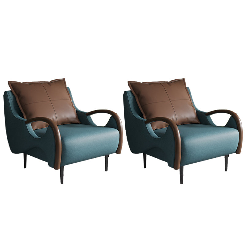 Nordic Bonded Leather Round Arms Pillow Back Accent Room Chair