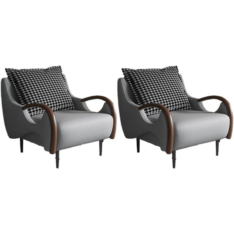 Nordic Bonded Leather Round Arms Pillow Back Accent Room Chair