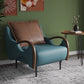 Nordic Bonded Leather Round Arms Pillow Back Accent Room Chair