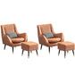 Contemporary Bonded Leather Ottoman Set Flared Arms Accent Room Chair
