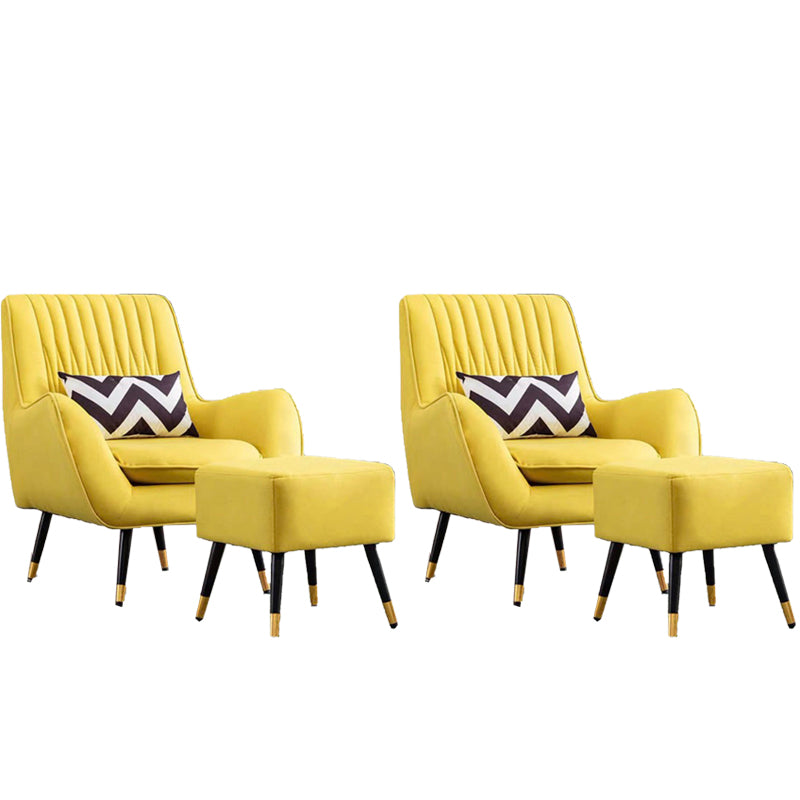 Contemporary Bonded Leather Ottoman Set Flared Arms Accent Room Chair