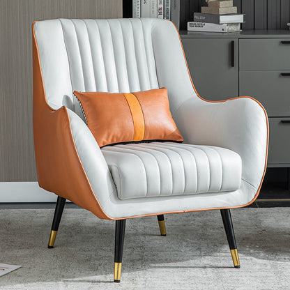 Contemporary Bonded Leather Arms Included Basic Four Leg Accent Armchair Beige Orange 1 Piece Clearhalo 'Accent Chairs' 'accent_chairs' 'Chairs & Seating' 'furn' 'furn_accent_chairs' 'Furniture' 'Living Room Furniture' 5895411