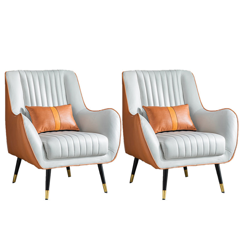 Contemporary Bonded Leather Arms Included Basic Four Leg Accent Armchair Beige Orange 2 Piece Set Clearhalo 'Accent Chairs' 'accent_chairs' 'Chairs & Seating' 'furn' 'furn_accent_chairs' 'Furniture' 'Living Room Furniture' 5895413