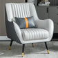 Contemporary Bonded Leather Arms Included Basic Four Leg Accent Armchair Gray-White 1 Piece Clearhalo 'Accent Chairs' 'accent_chairs' 'Chairs & Seating' 'furn' 'furn_accent_chairs' 'Furniture' 'Living Room Furniture' 5895416