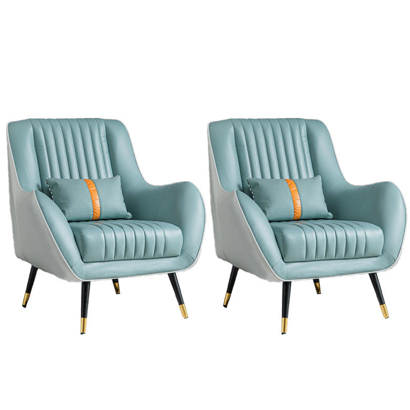 Contemporary Bonded Leather Arms Included Basic Four Leg Accent Armchair Green-White 2 Piece Set Clearhalo 'Accent Chairs' 'accent_chairs' 'Chairs & Seating' 'furn' 'furn_accent_chairs' 'Furniture' 'Living Room Furniture' 5895420