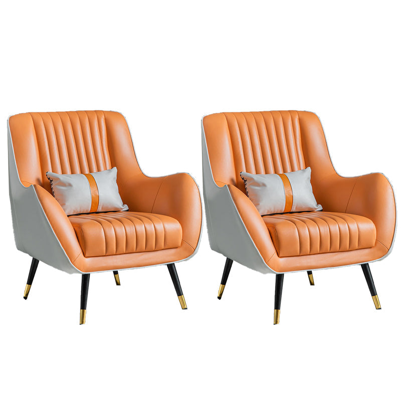 Contemporary Bonded Leather Arms Included Basic Four Leg Accent Armchair Orange White 2 Piece Set Clearhalo 'Accent Chairs' 'accent_chairs' 'Chairs & Seating' 'furn' 'furn_accent_chairs' 'Furniture' 'Living Room Furniture' 5895421