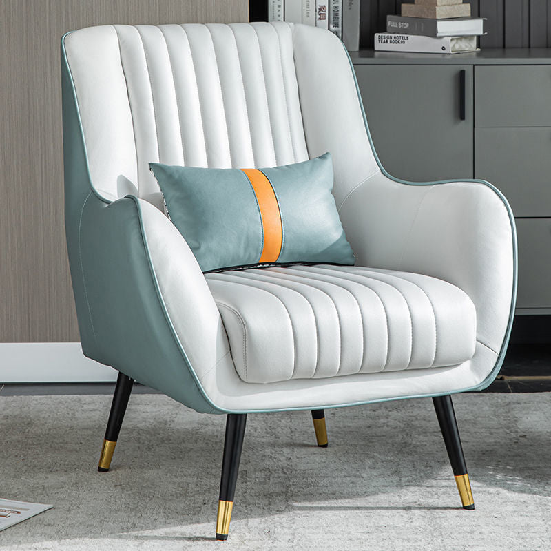 Contemporary Bonded Leather Arms Included Basic Four Leg Accent Armchair White Green 1 Piece Clearhalo 'Accent Chairs' 'accent_chairs' 'Chairs & Seating' 'furn' 'furn_accent_chairs' 'Furniture' 'Living Room Furniture' 5895422