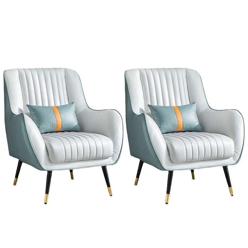 Contemporary Bonded Leather Arms Included Basic Four Leg Accent Armchair White Green 2 Piece Set Clearhalo 'Accent Chairs' 'accent_chairs' 'Chairs & Seating' 'furn' 'furn_accent_chairs' 'Furniture' 'Living Room Furniture' 5895423