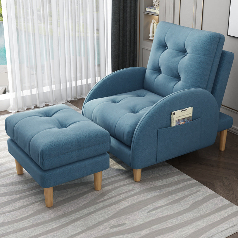 Contemporary Arms Included Basic Four Leg Biscuit Back Accent Room Chair Blue 1 Piece Clearhalo 'Accent Chairs' 'accent_chairs' 'Chairs & Seating' 'furn' 'furn_accent_chairs' 'Furniture' 'Living Room Furniture' 5895429