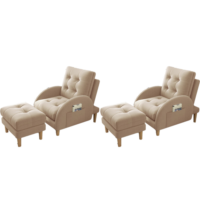 Contemporary Arms Included Basic Four Leg Biscuit Back Accent Room Chair Off-White 2 Piece Set Clearhalo 'Accent Chairs' 'accent_chairs' 'Chairs & Seating' 'furn' 'furn_accent_chairs' 'Furniture' 'Living Room Furniture' 5895435