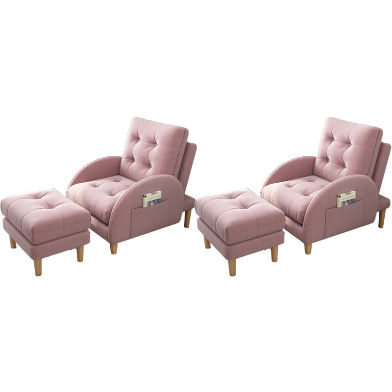 Contemporary Arms Included Basic Four Leg Biscuit Back Accent Room Chair Pink 2 Piece Set Clearhalo 'Accent Chairs' 'accent_chairs' 'Chairs & Seating' 'furn' 'furn_accent_chairs' 'Furniture' 'Living Room Furniture' 5895440