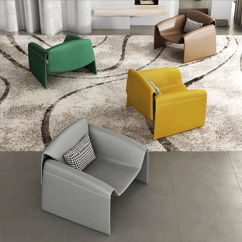 Contemporary Bonded Leather Arms Included with Pillow Accent Armchair Clearhalo 'Accent Chairs' 'accent_chairs' 'Chairs & Seating' 'furn' 'furn_accent_chairs' 'Furniture' 'Living Room Furniture' 5895447