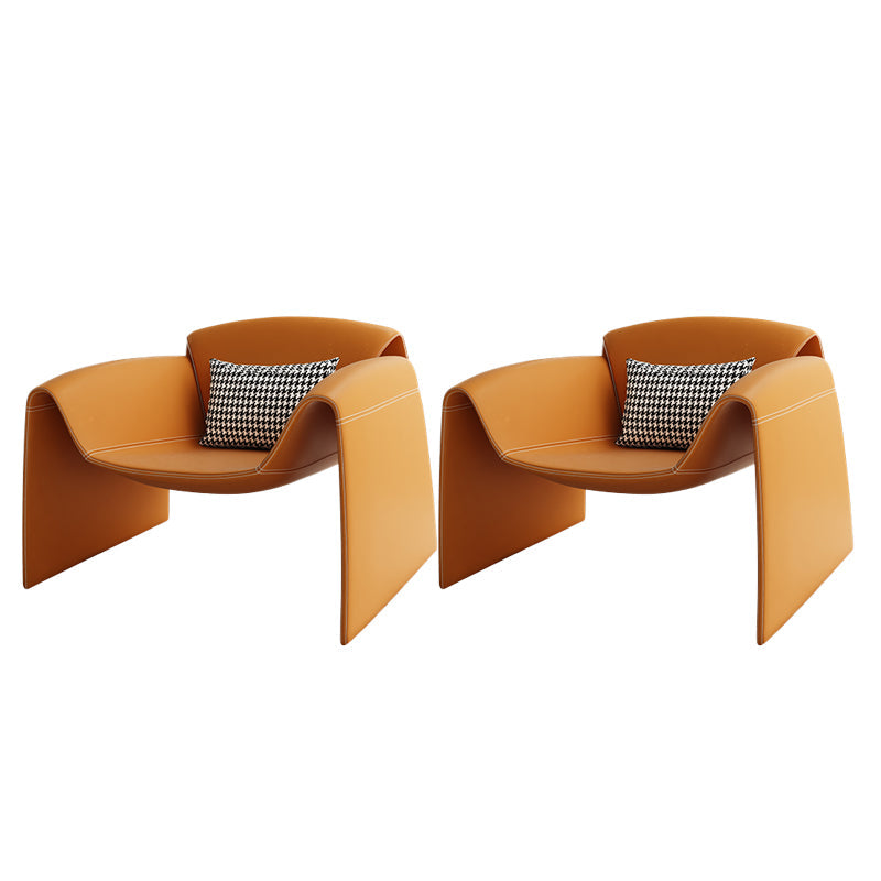 Contemporary Bonded Leather Arms Included with Pillow Accent Armchair Orange 2 Piece Set Clearhalo 'Accent Chairs' 'accent_chairs' 'Chairs & Seating' 'furn' 'furn_accent_chairs' 'Furniture' 'Living Room Furniture' 5895453