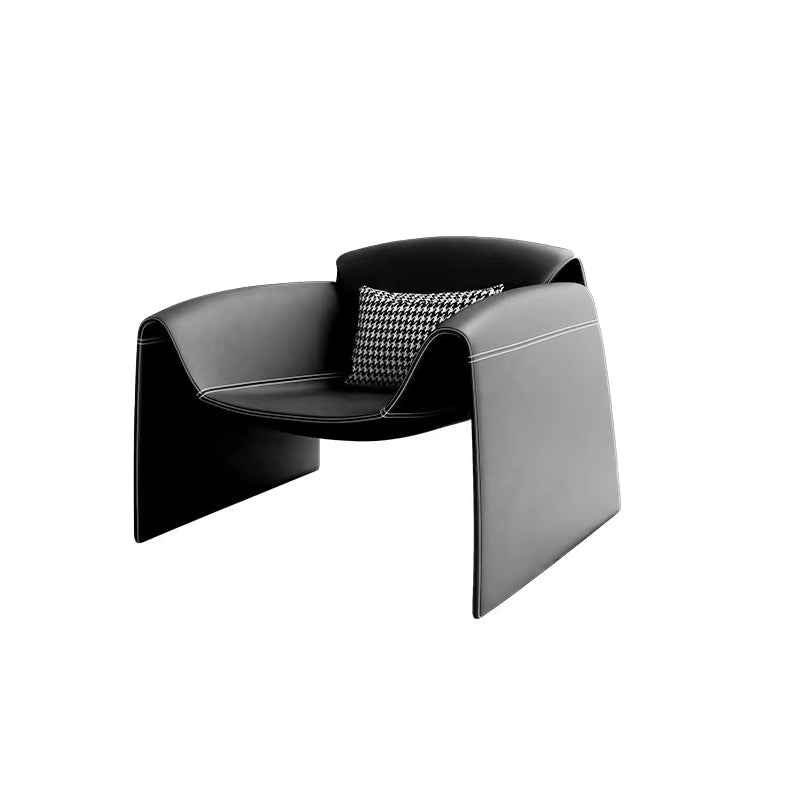 Contemporary Bonded Leather Arms Included with Pillow Accent Armchair Black 1 Piece Clearhalo 'Accent Chairs' 'accent_chairs' 'Chairs & Seating' 'furn' 'furn_accent_chairs' 'Furniture' 'Living Room Furniture' 5895455