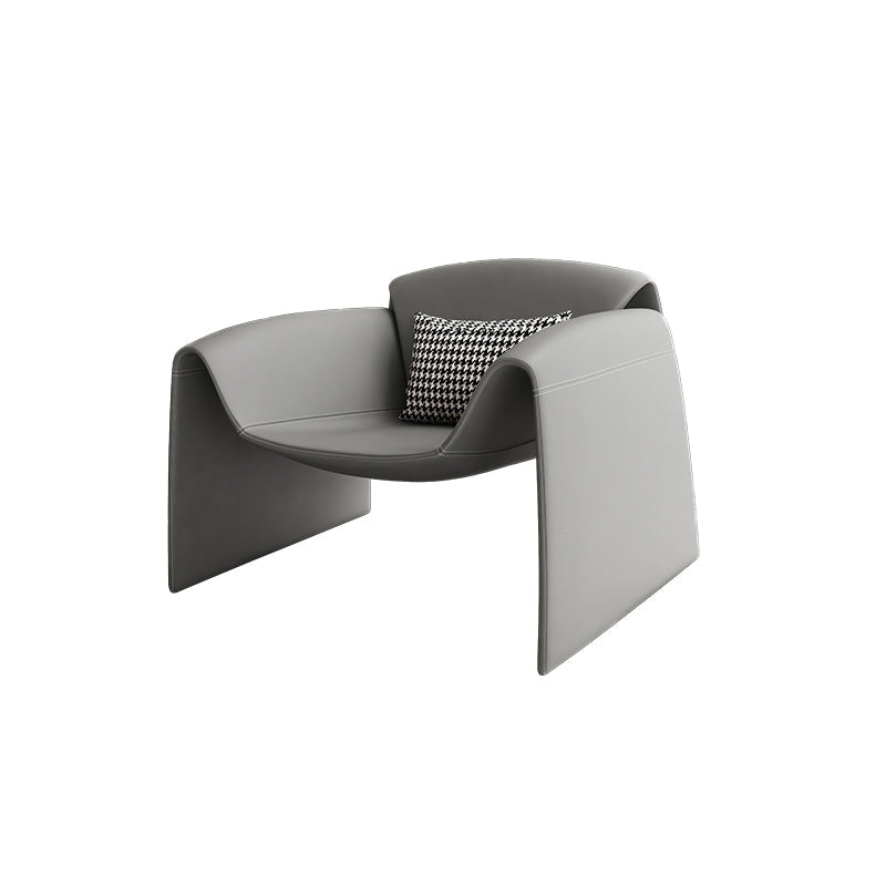 Contemporary Bonded Leather Arms Included with Pillow Accent Armchair Grey 1 Piece Clearhalo 'Accent Chairs' 'accent_chairs' 'Chairs & Seating' 'furn' 'furn_accent_chairs' 'Furniture' 'Living Room Furniture' 5895459