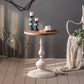 Mesa de cóctel envejecida de estilo francés, mesa de centro con pedestal de madera para sala de estar