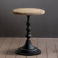 Mesa de cóctel envejecida de estilo francés, mesa de centro con pedestal de madera para sala de estar