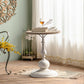 Mesa de cóctel envejecida de estilo francés, mesa de centro con pedestal de madera para sala de estar