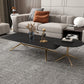 Glam Trestle Coffee Table Slate Rectangular Coffee Table for Living Room
