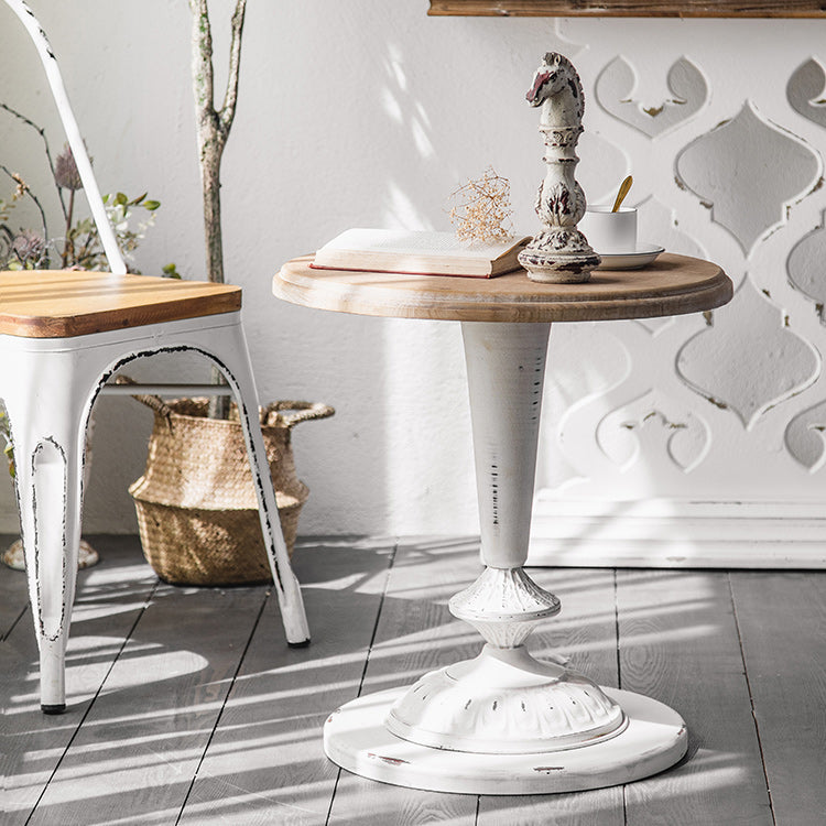 Mesa de cóctel envejecida de estilo francés, mesa de centro de madera para el hogar