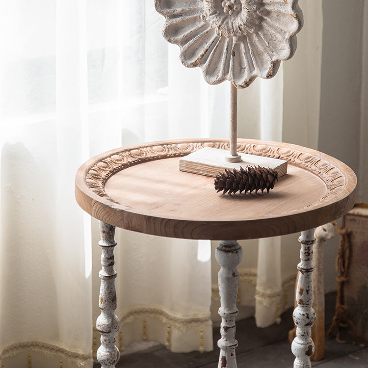 Mesa de cóctel envejecida de estilo francés, mesa de centro de madera para el hogar