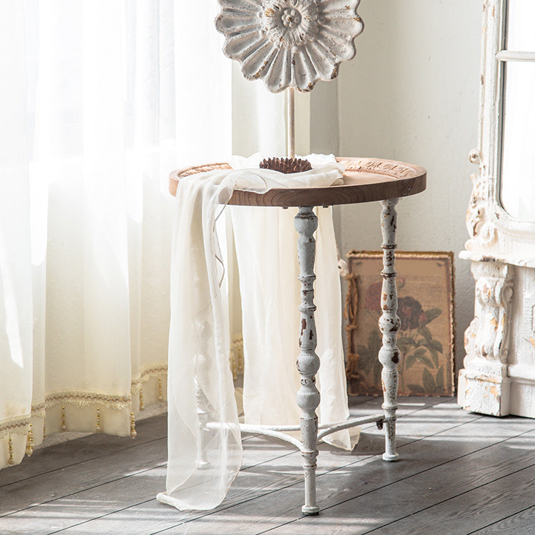 Mesa de cóctel envejecida de estilo francés, mesa de centro de madera para el hogar