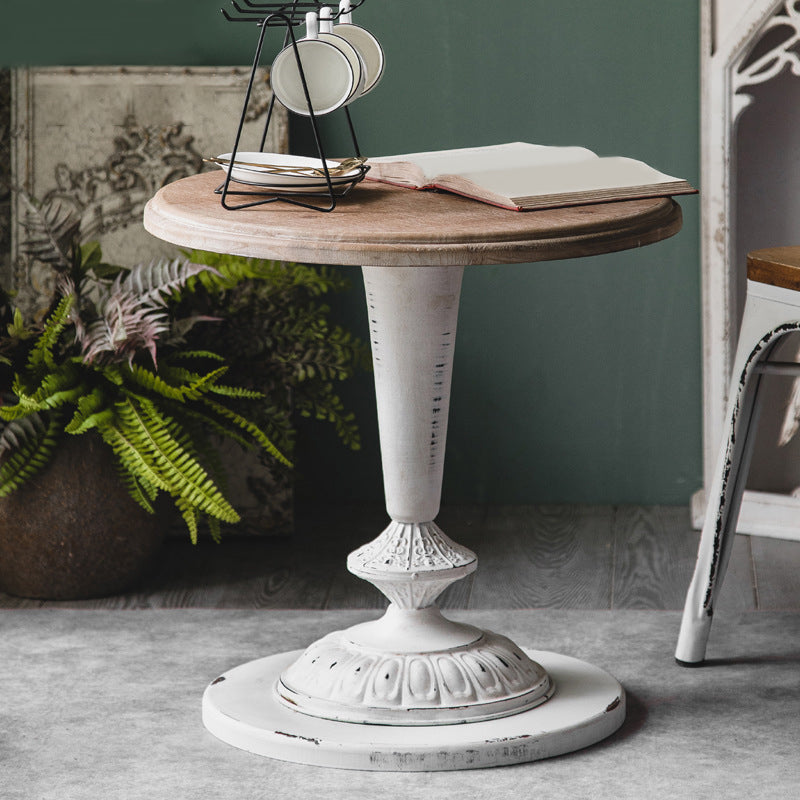 Mesa de cóctel envejecida de estilo francés, mesa de centro de madera para el hogar