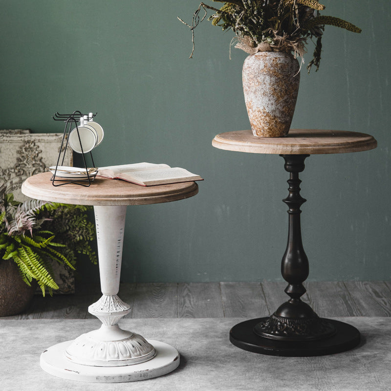 Mesa de cóctel envejecida de estilo francés, mesa de centro de madera para el hogar