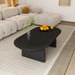 Oval Pine Wood Coffe Table with Wooden Sled Base Cocktail Table Black Clearhalo 'Coffee & Accent Tables' 'Coffee Tables' 'coffee_tables' 'furn' 'furn_coffee_tables' 'Furniture' 'Living Room Furniture' 5895727