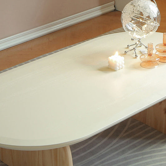 Oval Pine Wood Coffe Table with Wooden Sled Base Cocktail Table