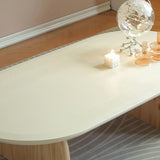 Oval Pine Wood Coffe Table with Wooden Sled Base Cocktail Table